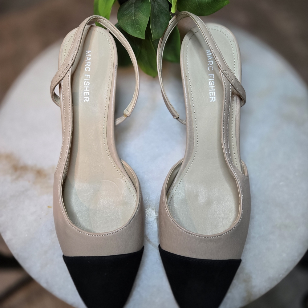 Marc Fisher Women's Beige and Black Heels